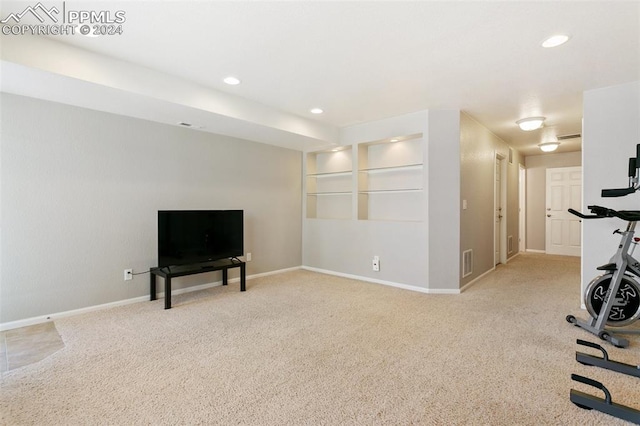 interior space with light colored carpet