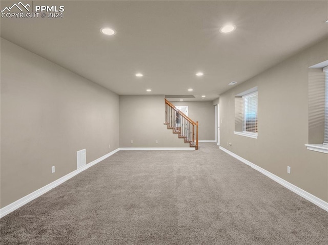 basement featuring carpet floors