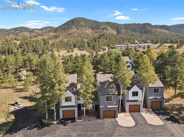 birds eye view of property featuring a mountain view