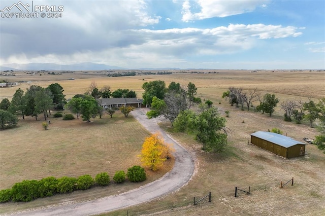 aerial view featuring a rural view