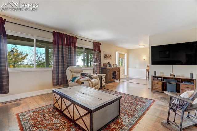 living room featuring light hardwood / wood-style floors