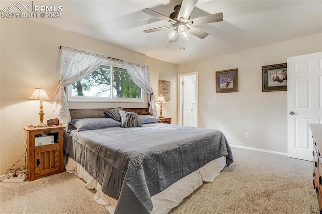 bedroom with carpet and ceiling fan