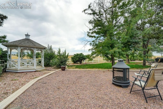 view of yard with a gazebo