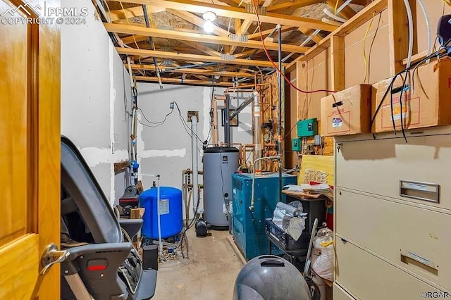 utility room with gas water heater