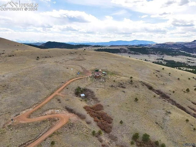 aerial view with a mountain view