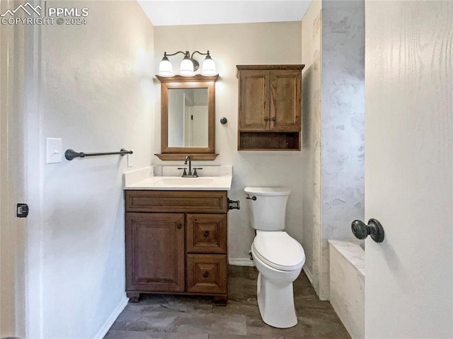 bathroom featuring a bath, vanity, and toilet