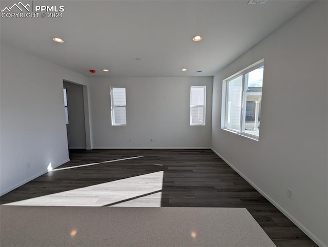 empty room featuring dark wood-type flooring