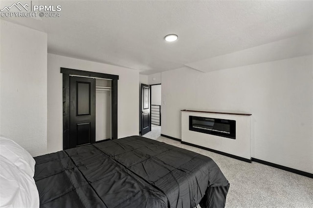 carpeted bedroom featuring a closet