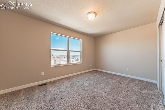 spare room with carpet floors and a textured ceiling