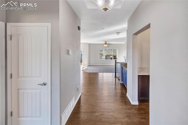 hall with dark hardwood / wood-style flooring