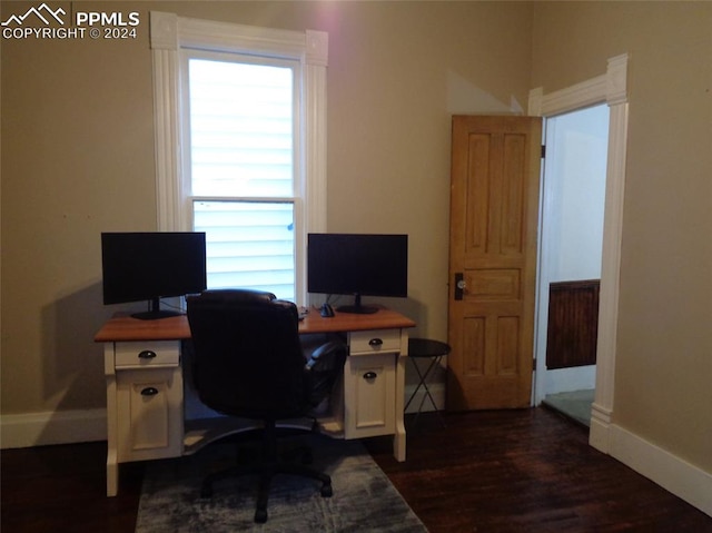 office featuring dark hardwood / wood-style flooring