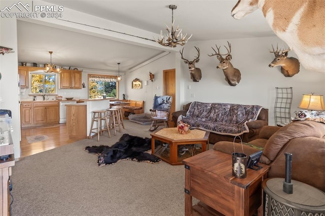 living room featuring light hardwood / wood-style floors