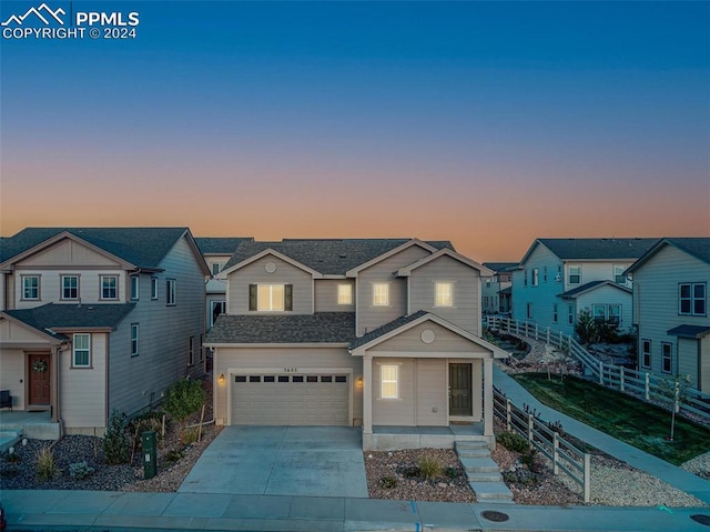 view of front of house with a garage