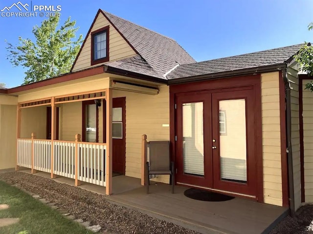 exterior space featuring a patio and french doors