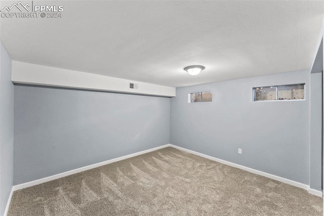 basement with carpet flooring