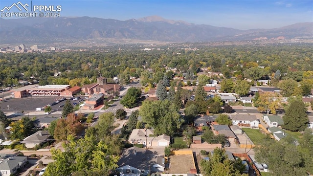 aerial view with a mountain view