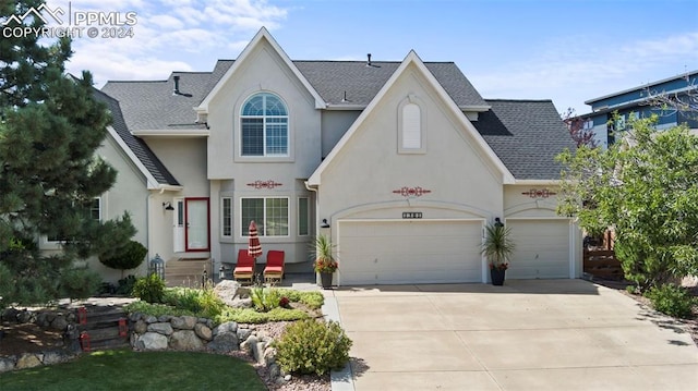 view of front of house with a garage