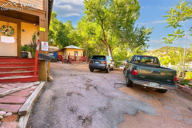 exterior space featuring a mountain view