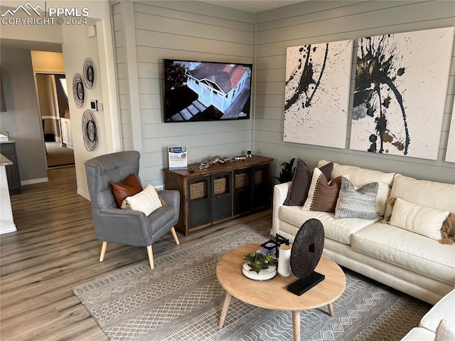 living room with wood-type flooring