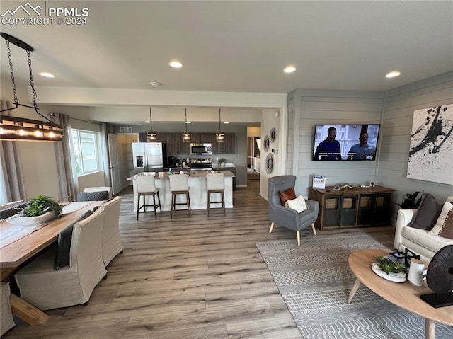 living room featuring wood-type flooring