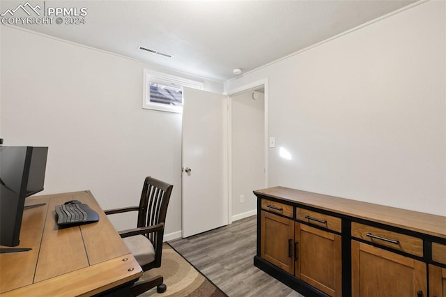 office featuring hardwood / wood-style floors