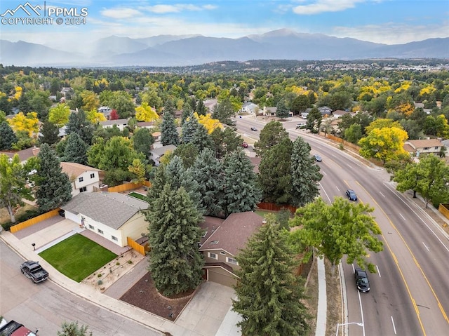 drone / aerial view with a mountain view