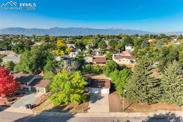 aerial view with a mountain view