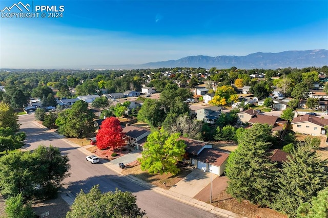 aerial view with a mountain view