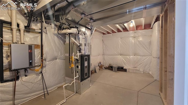 utility room with heating unit