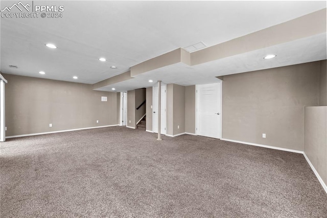 basement with carpet