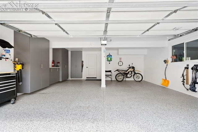 garage with a garage door opener