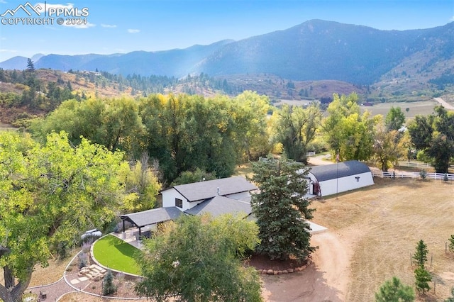 drone / aerial view with a mountain view