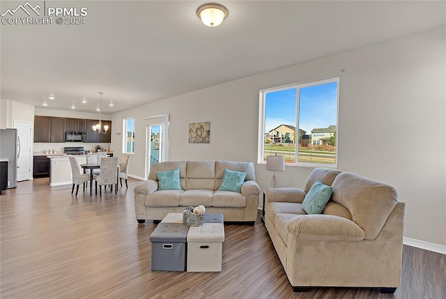 living room with wood-type flooring