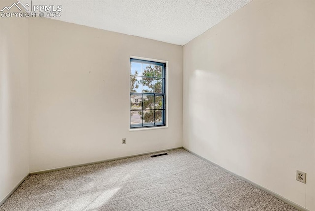 empty room featuring carpet floors and a textured ceiling