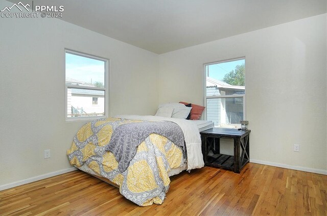 bedroom with wood-type flooring