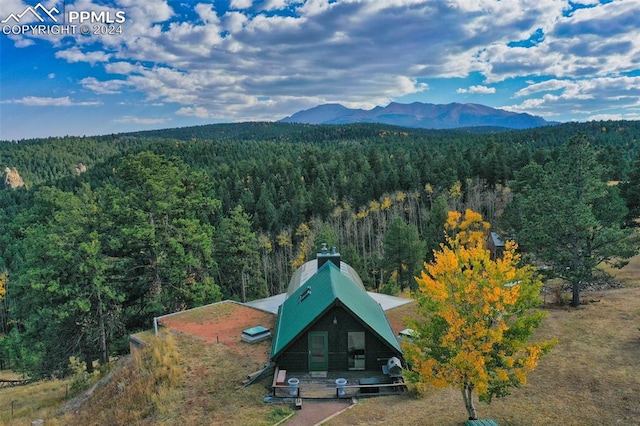 aerial view with a mountain view