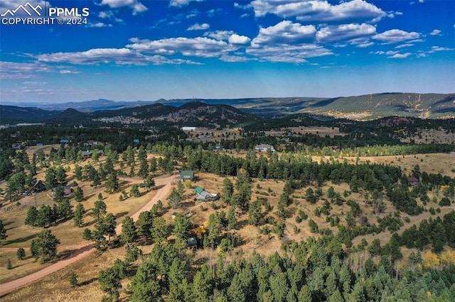 aerial view with a mountain view