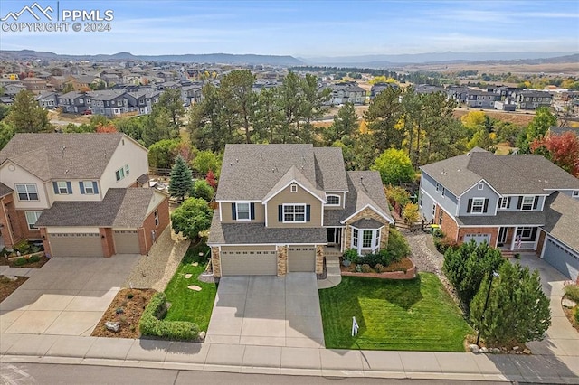 aerial view featuring a mountain view