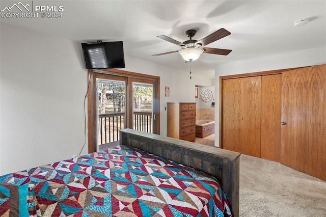 10760 Hardy Rd, Colorado Springs, CO 80908 - bedroom with a closet, carpet, access to exterior, and ceiling fan