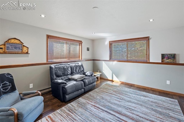 10760 Hardy Rd, Colorado Springs, CO 80908 - living room featuring baseboards, wood finished floors, a wealth of natural light, and recessed lighting
