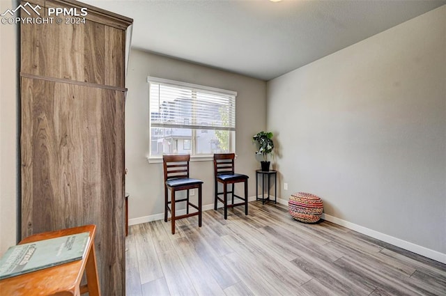 living area with light hardwood / wood-style floors