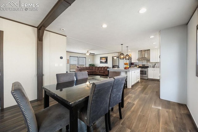 6652 Middlefield Ct, Colorado Springs, CO 80928 - dining space with dark wood-style floors, recessed lighting, and a ceiling fan