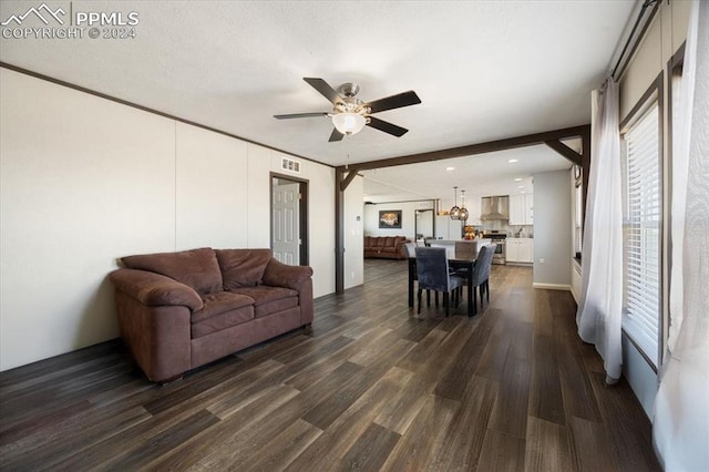 6652 Middlefield Ct, Colorado Springs, CO 80928 - living area featuring dark wood-style flooring and ceiling fan