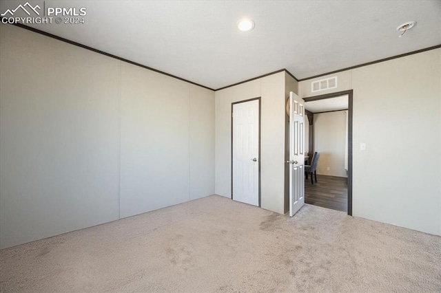 6652 Middlefield Ct, Colorado Springs, CO 80928 - unfurnished bedroom with carpet flooring, crown molding, and recessed lighting