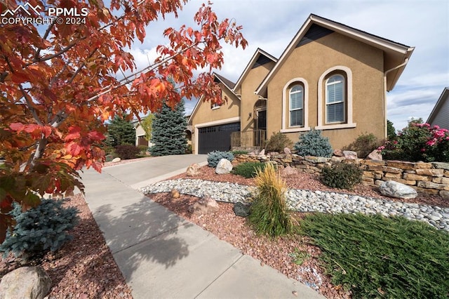 view of front of house with a garage