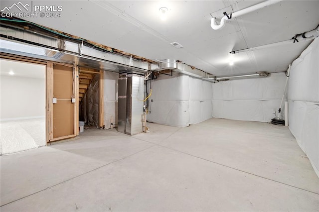 basement with heating unit