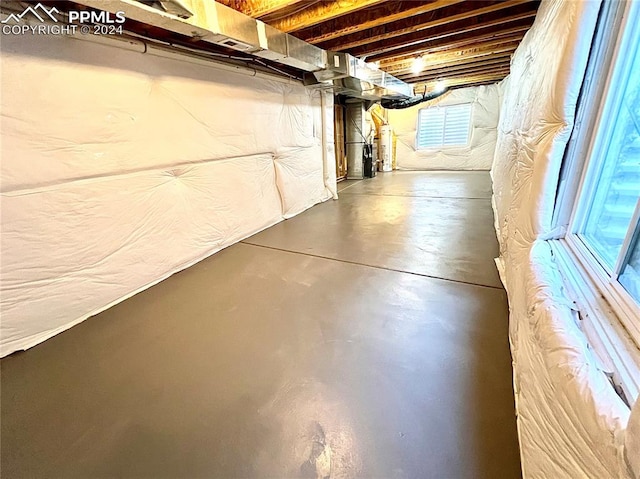 basement with water heater