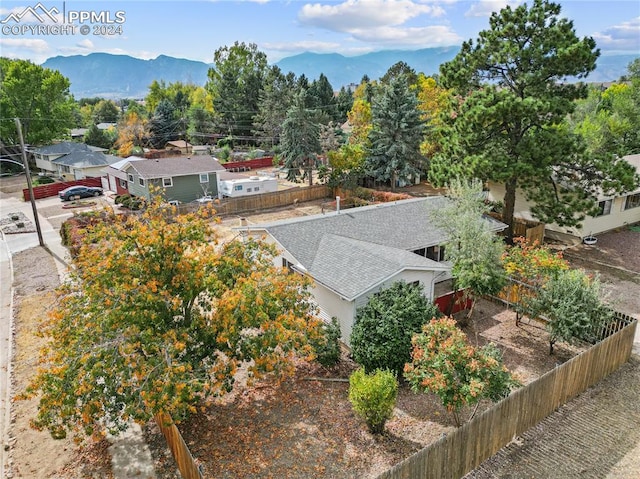 drone / aerial view with a mountain view