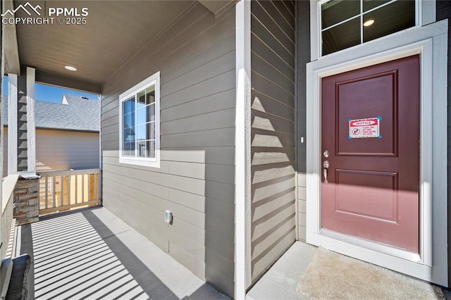 property entrance with a porch