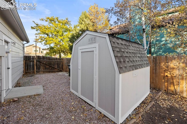 6555 Turkey Tracks Rd, Colorado Springs, CO 80922 - view of shed with a fenced backyard